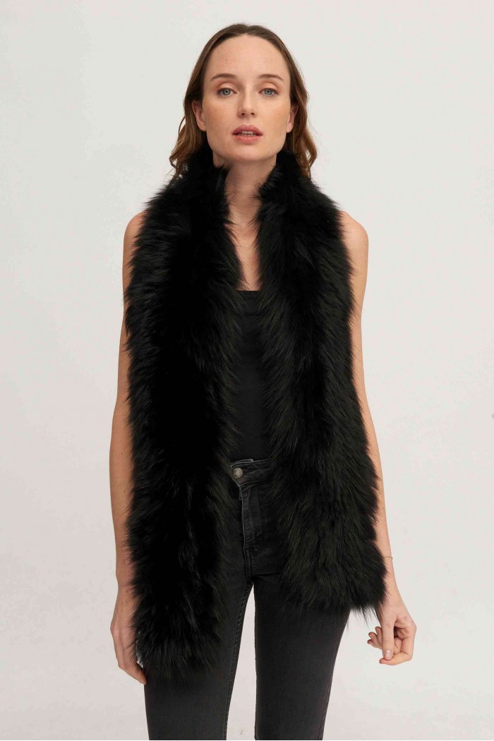 Bufanda Larga con Trenza de Pelo de Zorro PC-LZH5823-20