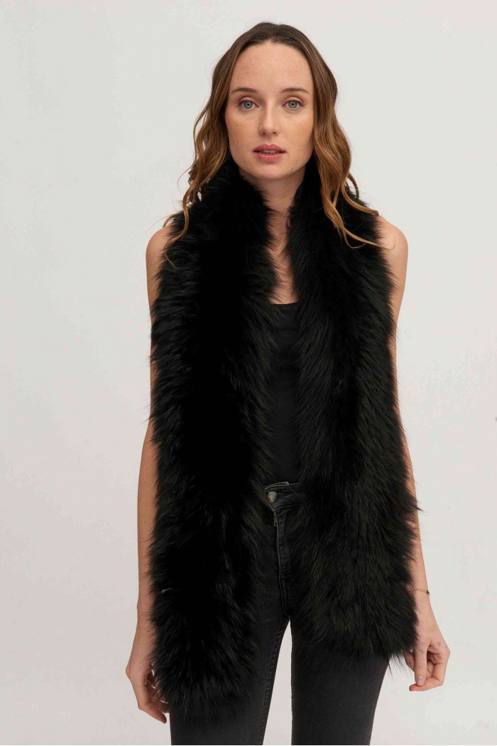 Bufanda Larga con Trenza de Pelo de Zorro PC-LZH5823-20