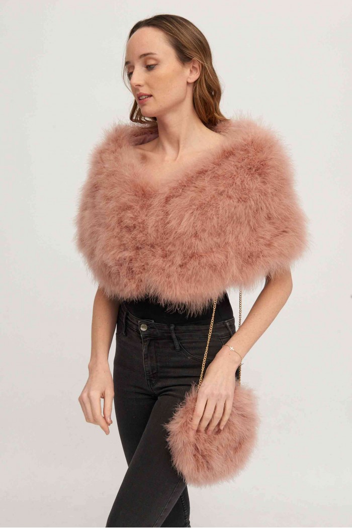 Estola de Plumas de avestruz PC-YLM5624-63（Cuero rosa）