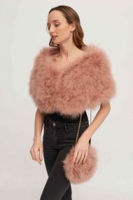 Estola de Plumas de avestruz PC-YLM5624-63（Cuero rosa）