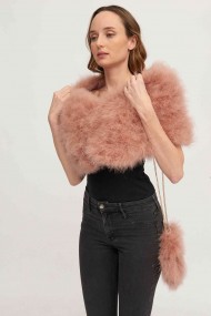 Estola de Plumas de avestruz PC-YLM5624-63（Cuero rosa）