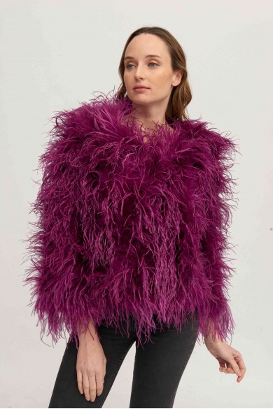 CHAQUETA PLUMAS LARGA DE AVESTRUZ PC-YLM1020-42
