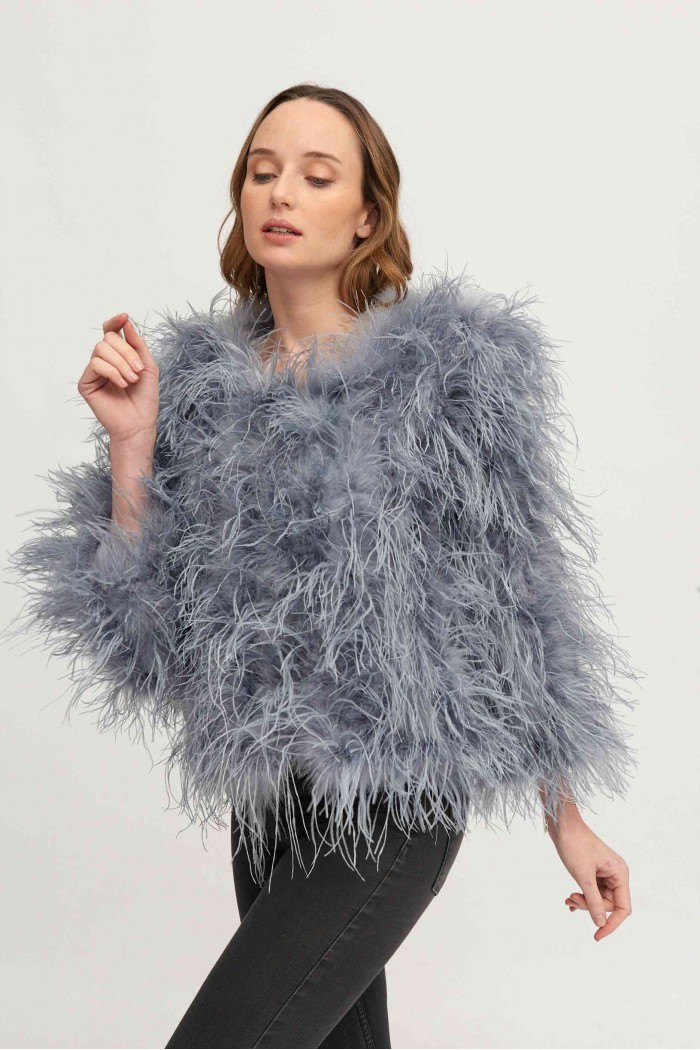 CHAQUETA PLUMAS LARGA DE AVESTRUZ PC-YLM1020-20