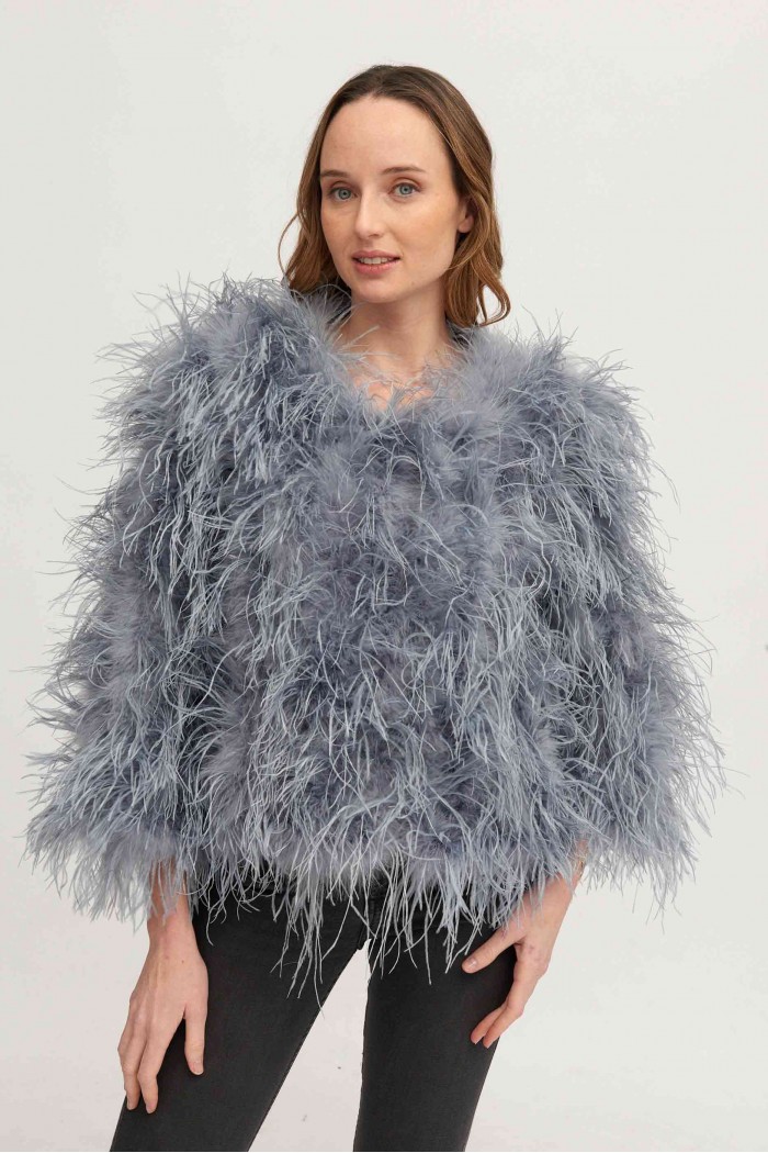CHAQUETA PLUMAS LARGA DE AVESTRUZ PC-YLM1020-20