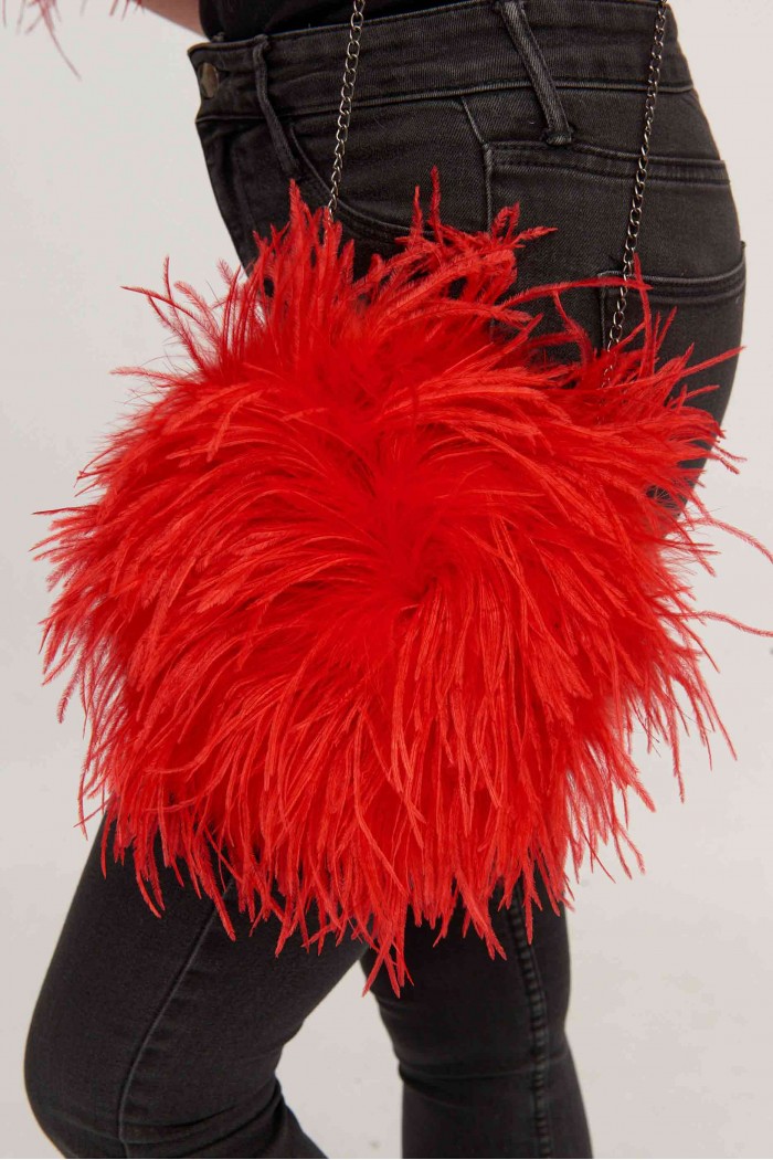 Bolso de Pluma Marabú Rojo y Granate