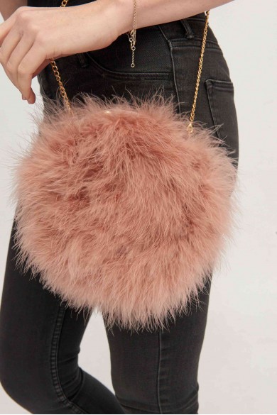 Bolso de pluma de avestruz PC-YLM5626-63（Cuero rosa)