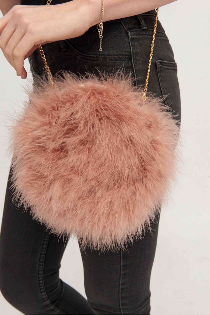 Bolso de pluma de avestruz PC-YLM5626-63（Cuero rosa)