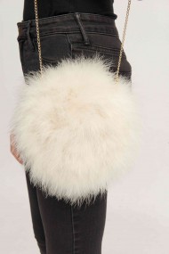 Bolso de pluma de avestruz PC-YLM5626-07 BLANCO ROTO