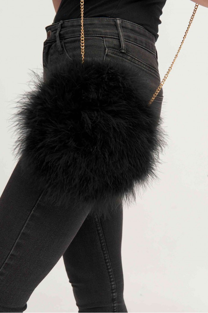Bolso de pluma de avestruz Negro PC-YLM5626-15