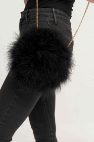 Bolso de pluma de avestruz Negro PC-YLM5626-15