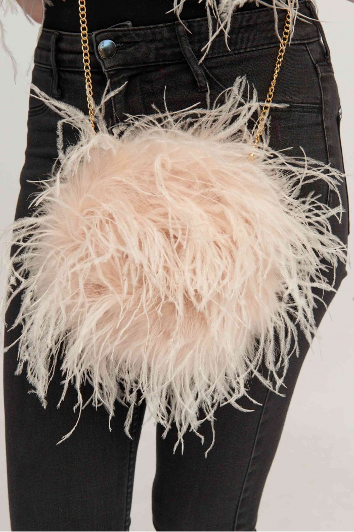 Bolso de pluma de avestruz