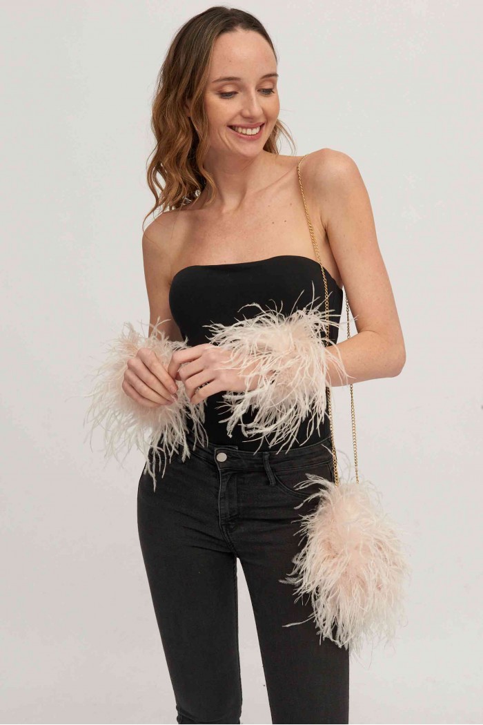 Bolso de pluma de avestruz