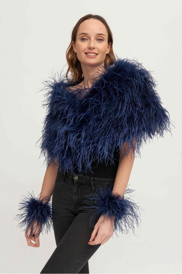 Estola de Avestruz PC-YLM5625-11 AZUL MARINO