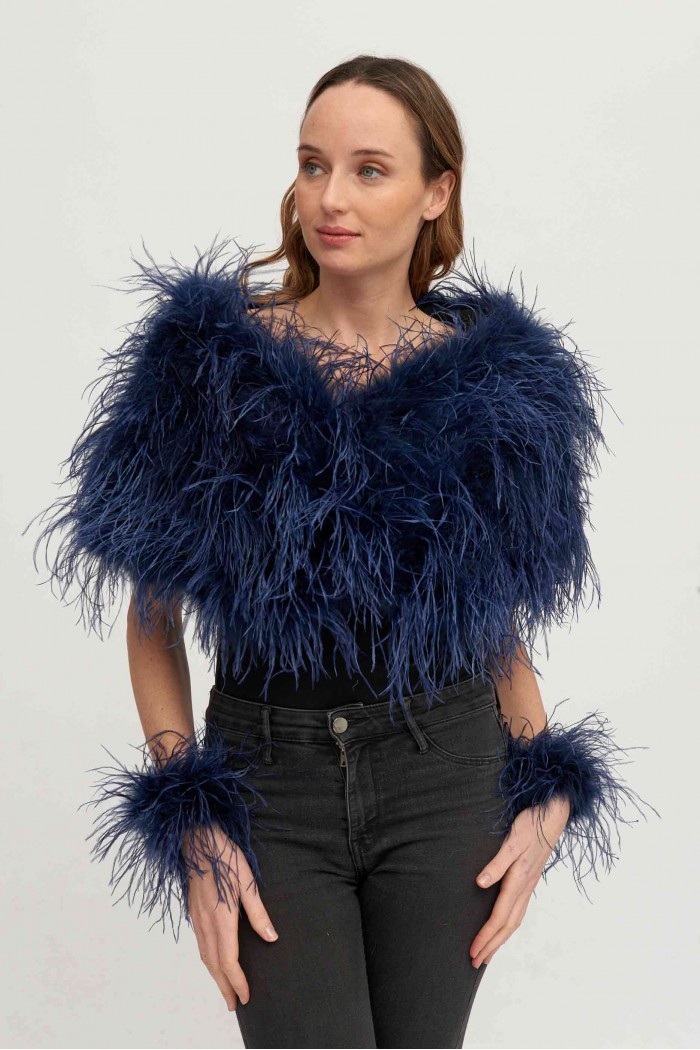 Estola de Avestruz PC-YLM5625-11 AZUL MARINO