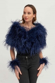 Estola de Avestruz PC-YLM5625-11 AZUL MARINO