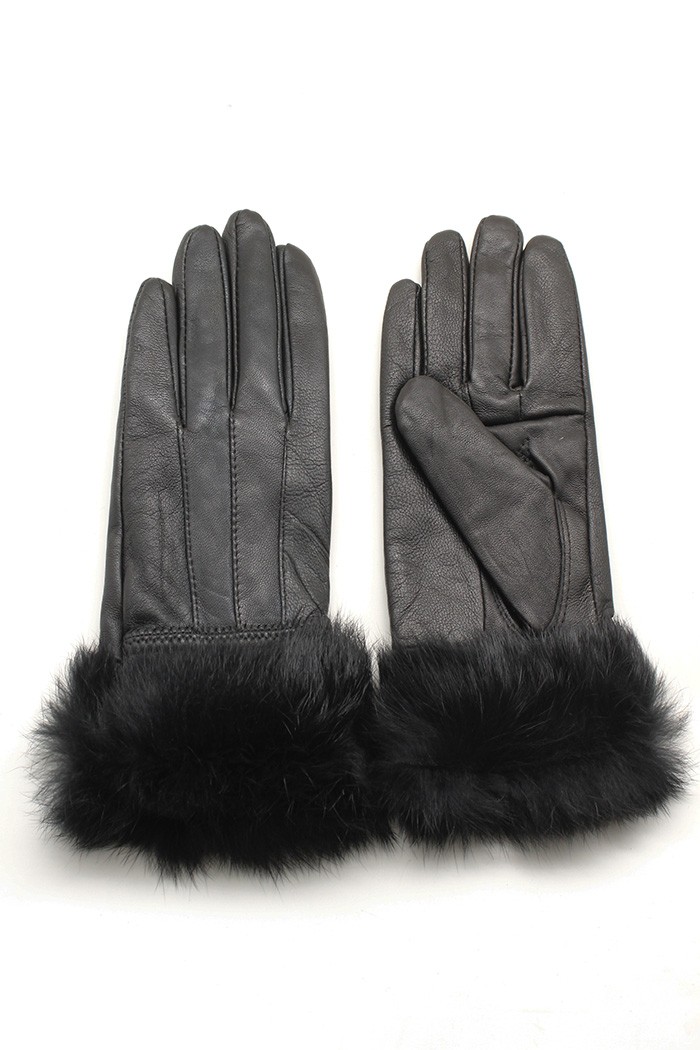 GUANTES CUERO CON PELO DE CONEJO