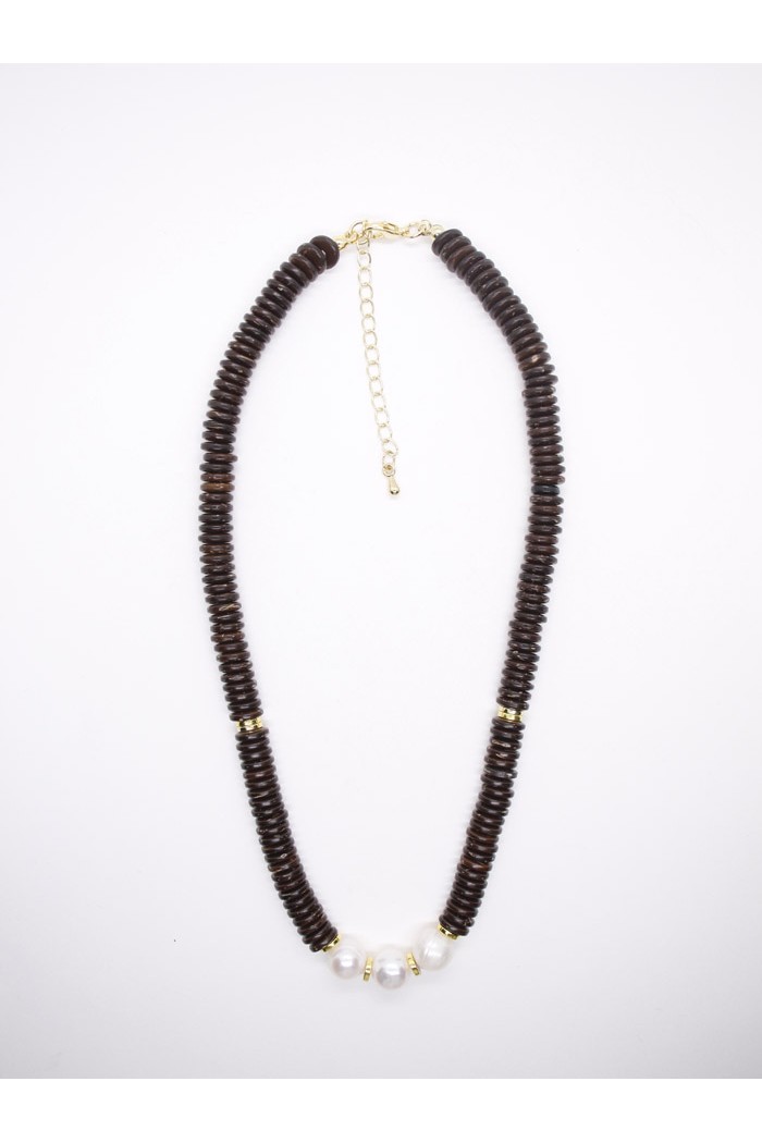 COLLAR MADERAS CON PERLAS DE RIO