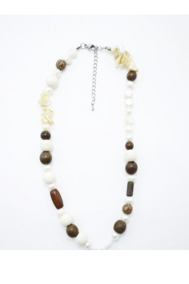COLLAR MADERAS CON PERLAS DE RIO