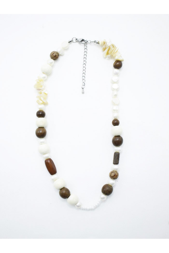 COLLAR MADERAS CON PERLAS DE RIO