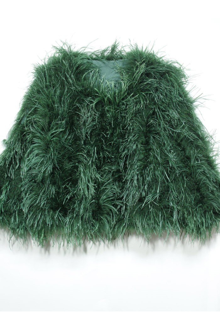 CHAQUETA PLUMAS LARGA DE AVESTRUZ PC-YLM1020-01