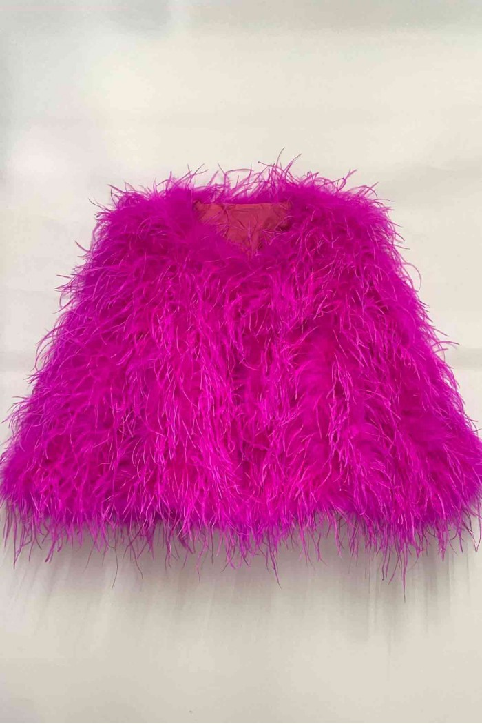 CHAQUETA PLUMAS LARGA DE AVESTRUZ PC-YLM1020-35