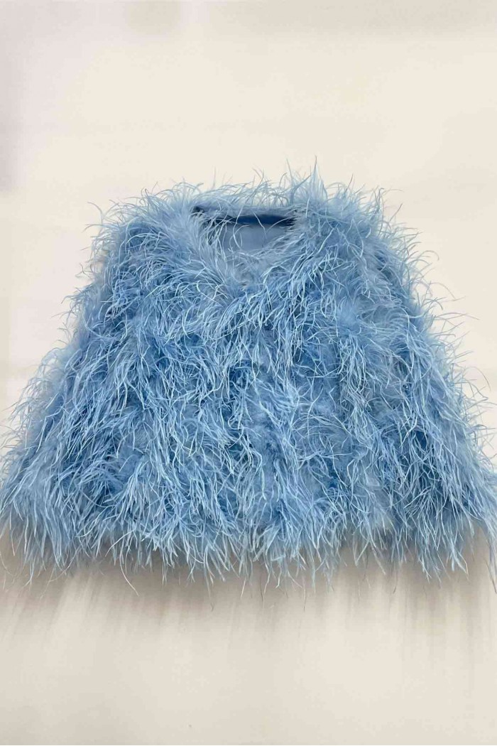 CHAQUETA PLUMAS LARGA DE AVESTRUZ PC-YLM1020-60