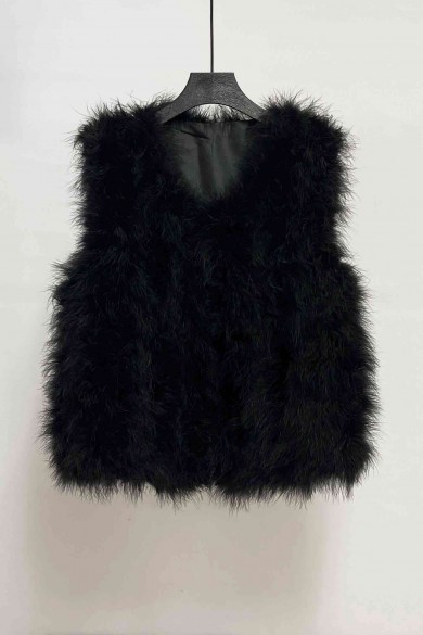 CHALECO PLUMAS DE AVESTRUZ PC-YLM2024-15
