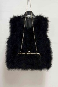 CHALECO PLUMAS DE AVESTRUZ PC-YLM2024-15
