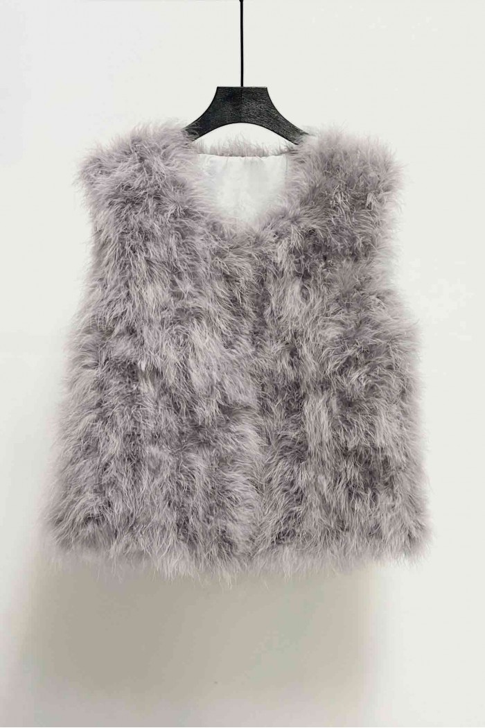CHALECO PLUMAS DE AVESTRUZ PC-YLM2024-12