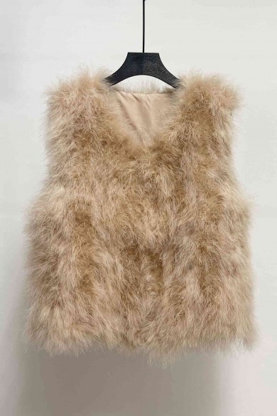 CHALECO PLUMAS DE AVESTRUZ PC-YLM2024-03