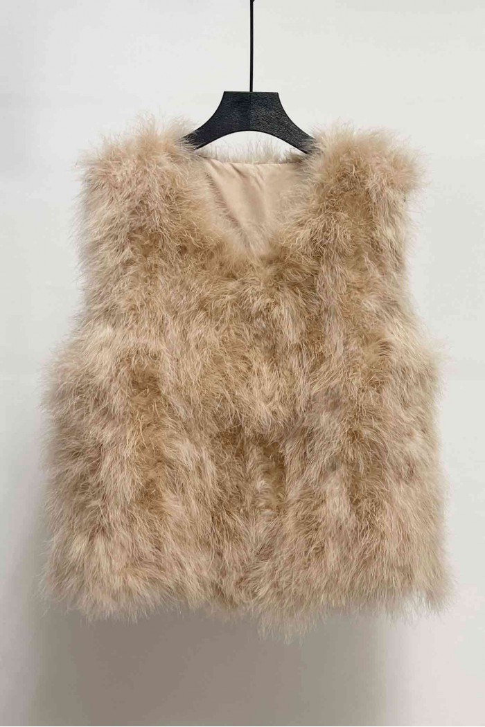 CHALECO PLUMAS DE AVESTRUZ PC-YLM2024-03