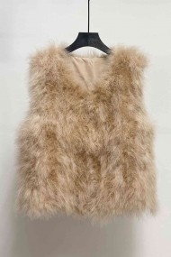 CHALECO PLUMAS DE AVESTRUZ PC-YLM2024-03