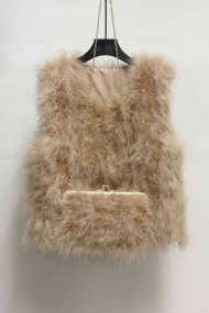 CHALECO PLUMAS DE AVESTRUZ PC-YLM2024-03