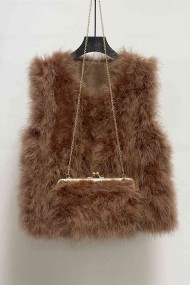 CHALECO PLUMAS DE AVESTRUZ PC-YLM2024-09