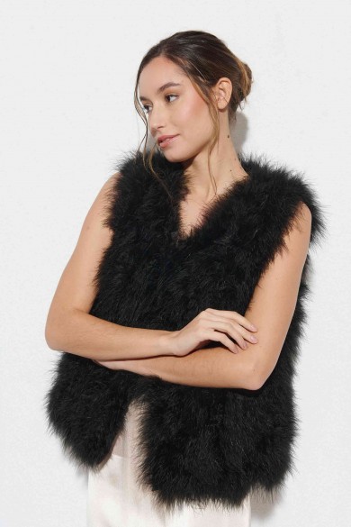 CHALECO PLUMAS DE AVESTRUZ PC-YLM2024-15