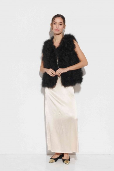 CHALECO PLUMAS DE AVESTRUZ PC-YLM2024-15