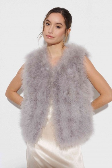 CHALECO PLUMAS DE AVESTRUZ PC-YLM2024-12