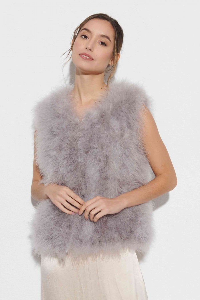 CHALECO PLUMAS DE AVESTRUZ PC-YLM2024-12