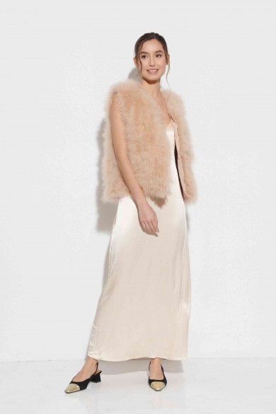 CHALECO PLUMAS DE AVESTRUZ PC-YLM2024-03