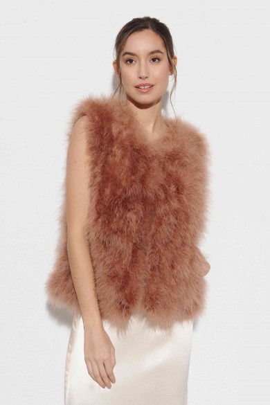 CHALECO PLUMAS DE AVESTRUZ PC-YLM2024-09