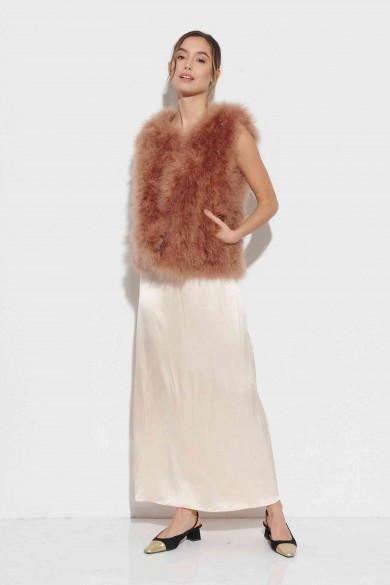 CHALECO PLUMAS DE AVESTRUZ PC-YLM2024-09