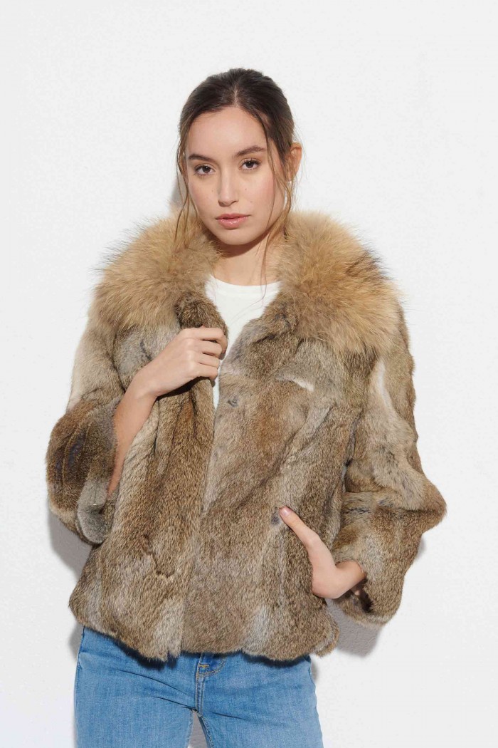 CHAQUETA CONEJO CON CUELLO DE MARMOTA PC-LLL5836