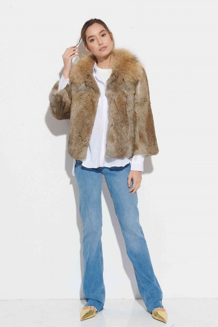 CHAQUETA CONEJO CON CUELLO DE MARMOTA PC-LLL5836