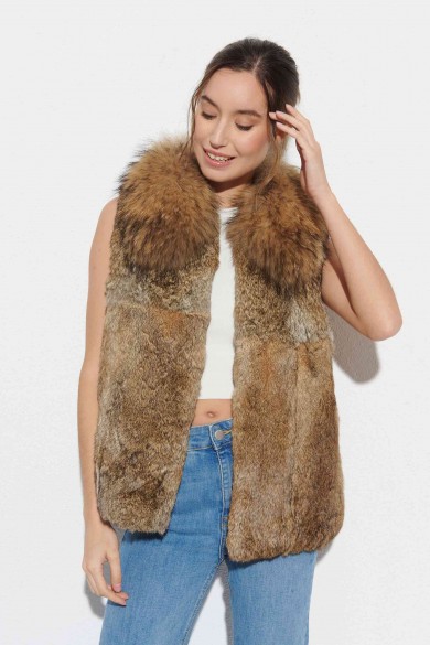 CHALECO CONEJO CON CUELLO DE MARMOTA PC-LLL5850