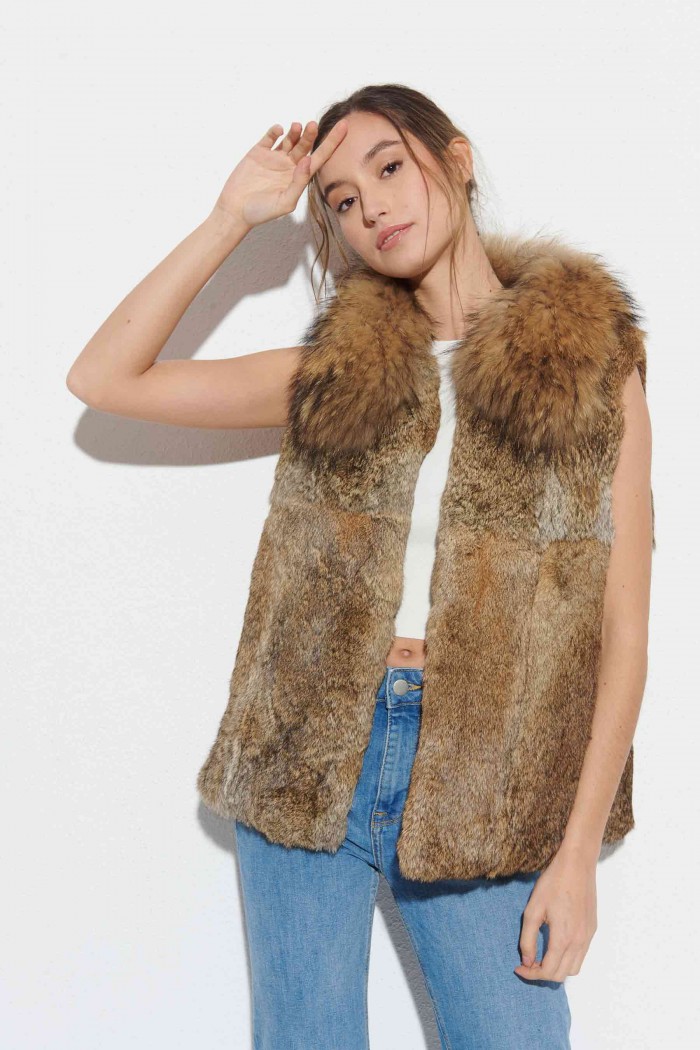 CHALECO CONEJO CON CUELLO DE MARMOTA PC-LLL5850