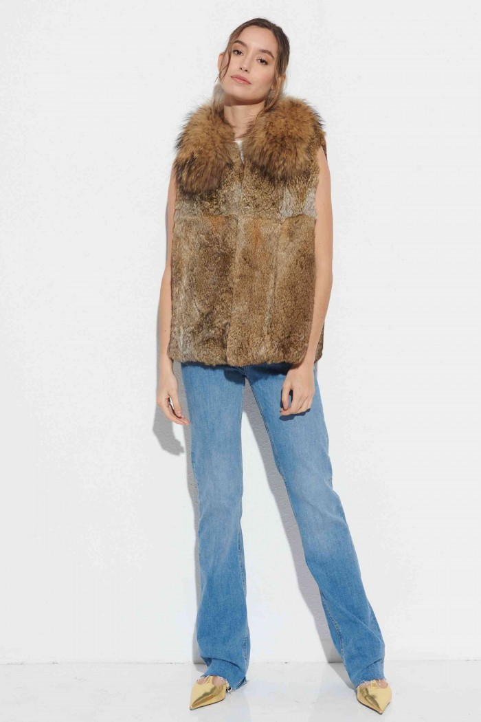 CHALECO CONEJO CON CUELLO DE MARMOTA PC-LLL5850