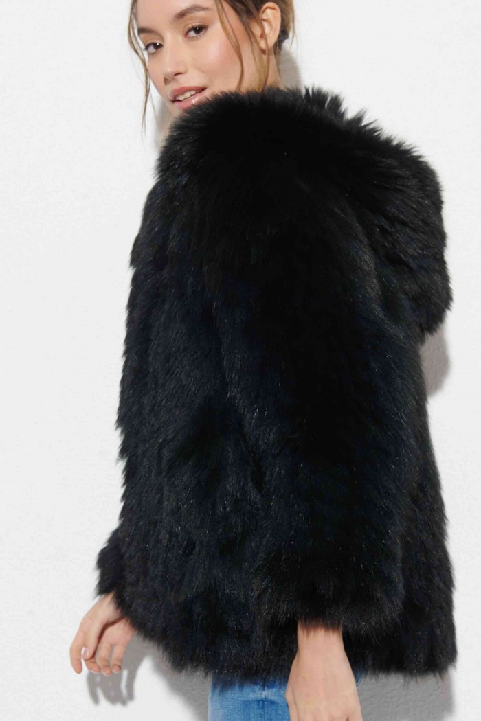 CHAQUETA PELO DE ZORRO CON CAPUCHA