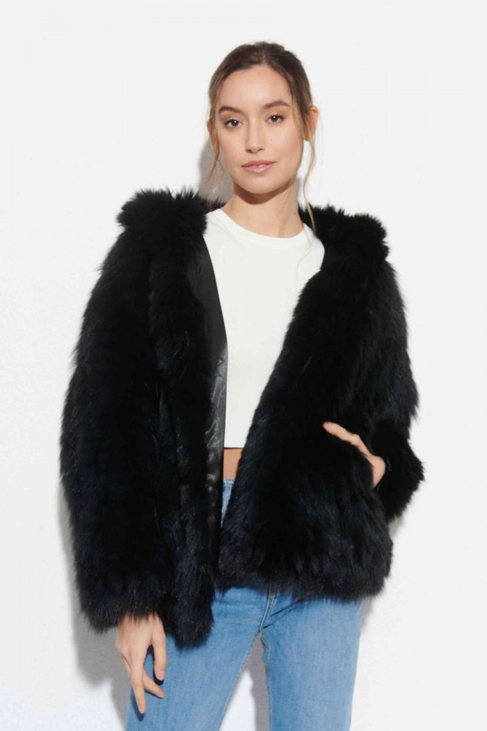 CHAQUETA PELO DE ZORRO CON CAPUCHA