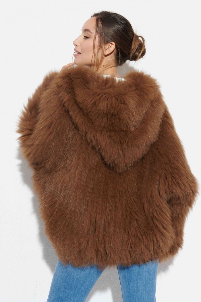 CHAQUETA PELO DE ZORRO CON CAPUCHA