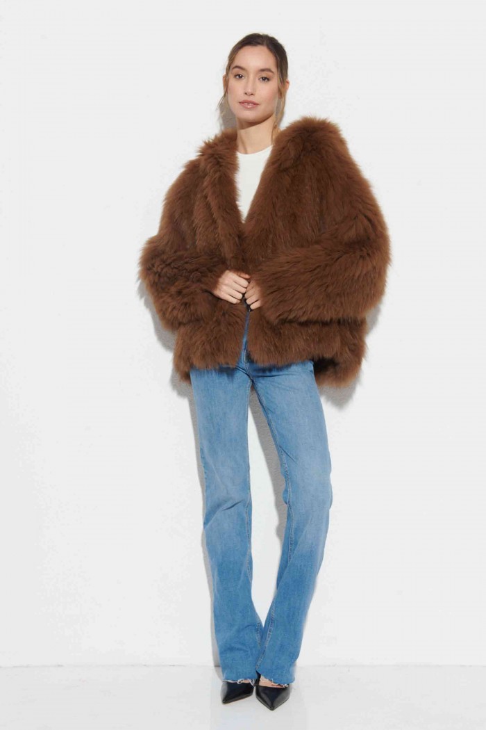 CHAQUETA PELO DE ZORRO CON CAPUCHA